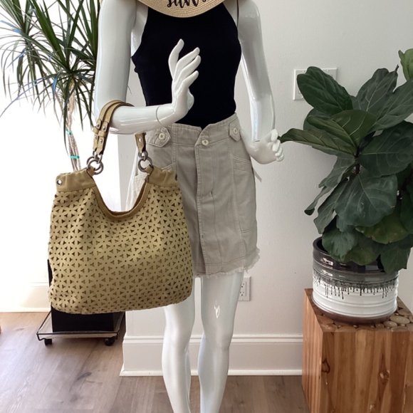 Fossil laser cut yellow leather handbag purse medium size - Picture 12 of 14